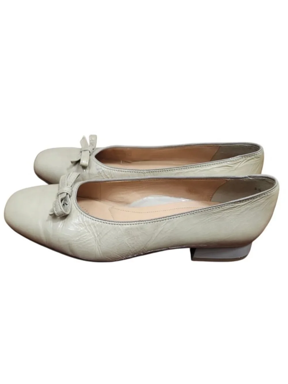 Ara Women’s Beige Leather Ballet Flats Bow Comfort Low Heel Shoes US 8 EU 38.5
